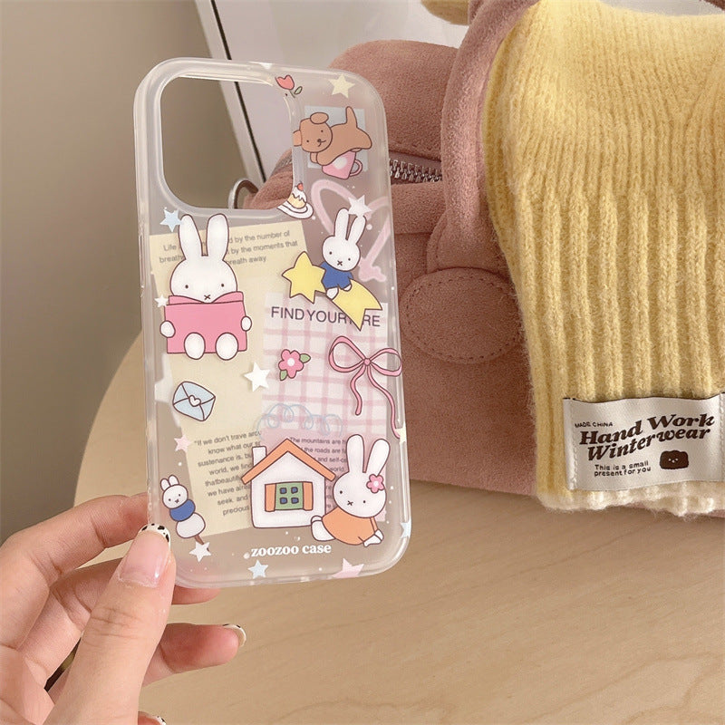 Cute Bunny Cartoon Clear Phone Case