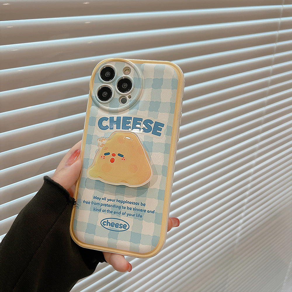 Sleepy Cheese Pop Socket Plaid Case