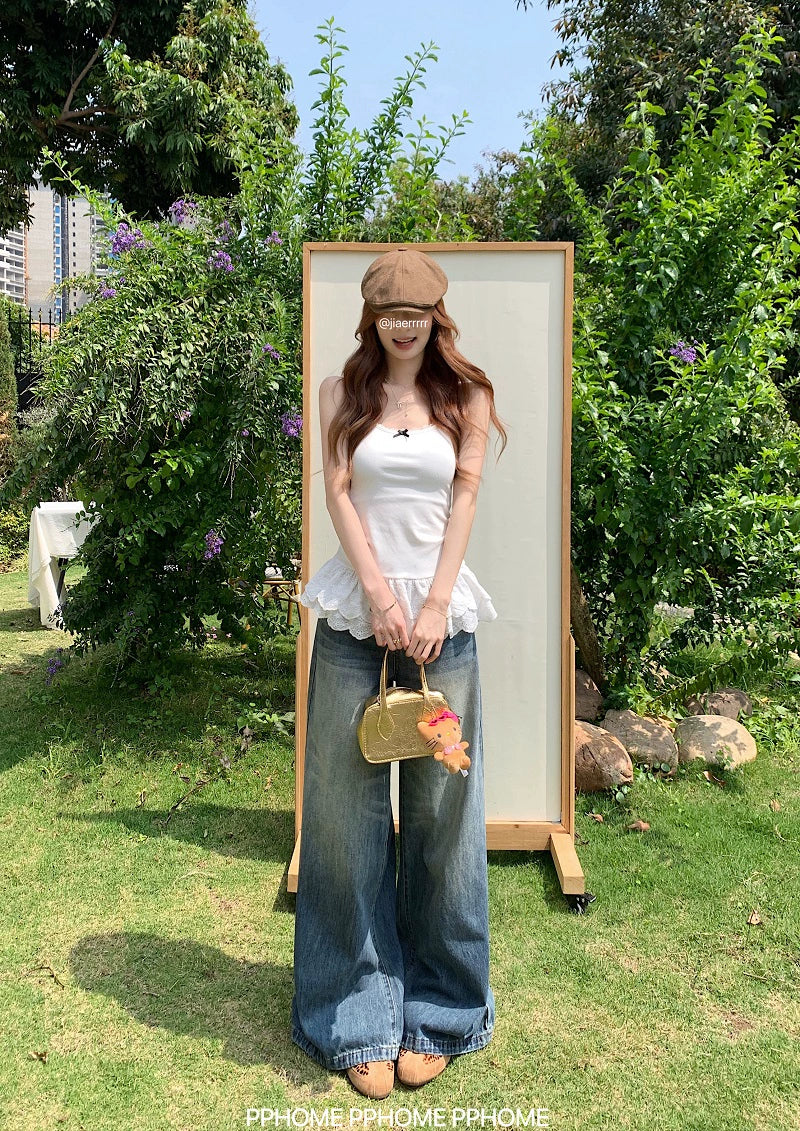 Chic Flared Waistline Blue Jeans