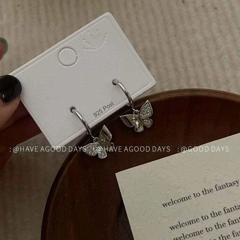 Mini Silver Butterfly Earring