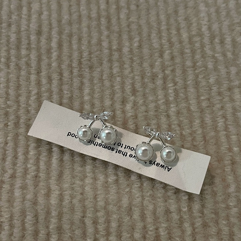 Silver white Cherry Earring