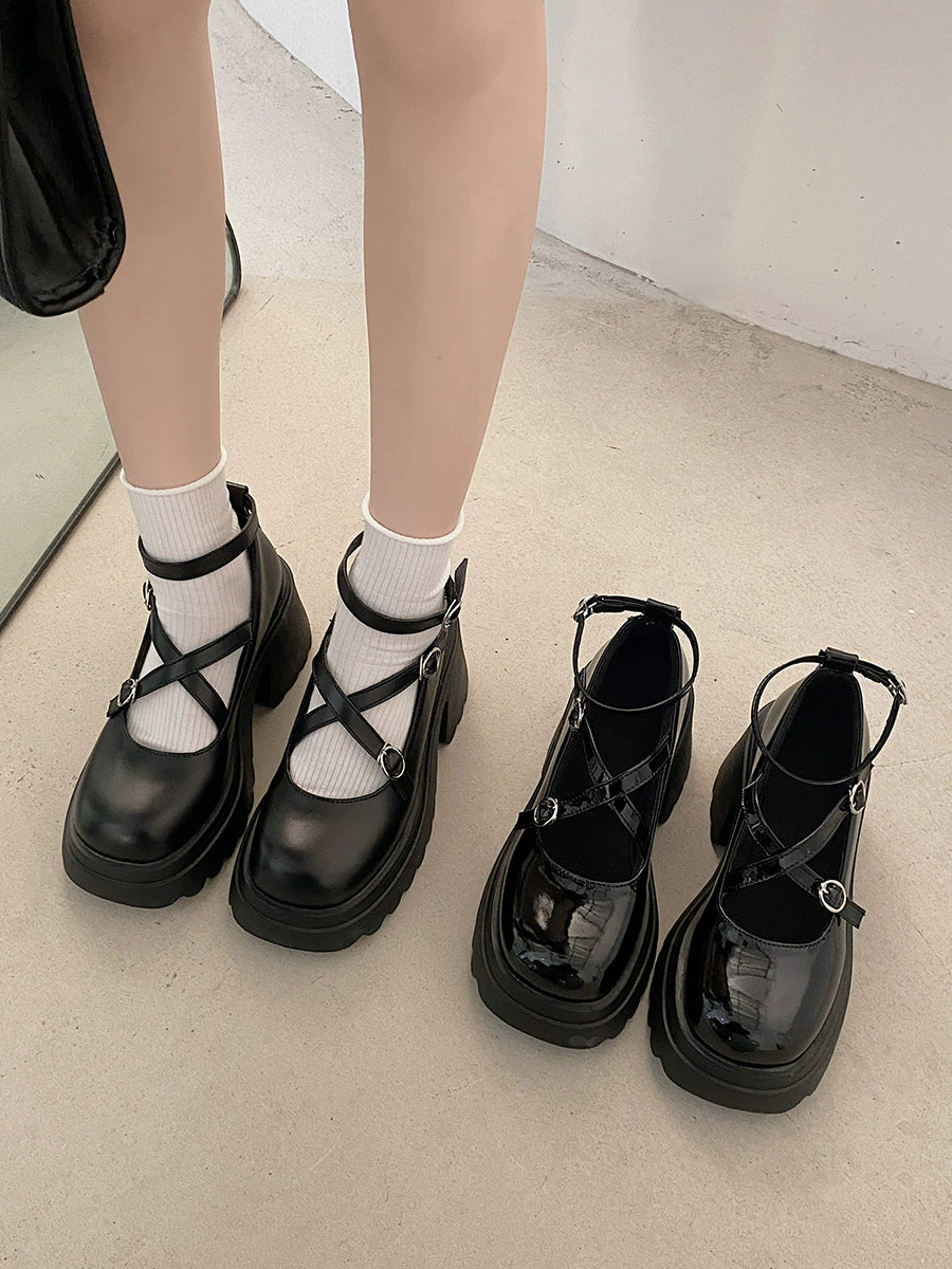 Strappy Glossy Platform Mary Janes