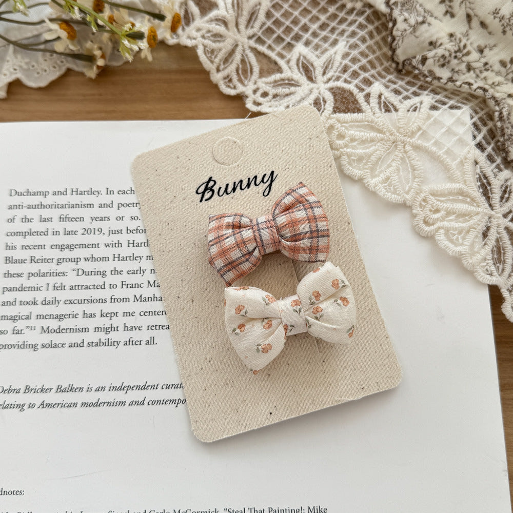 Vintage Plaid Cotton Bow Clips