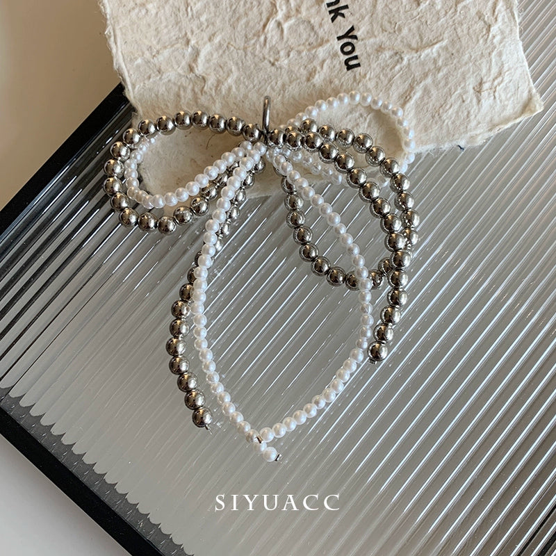 Blue Bow Pearl Shoe Buckle