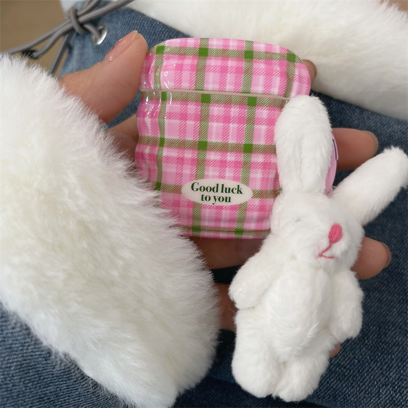 Good Luck to you Bunny Plaid Airpods Case