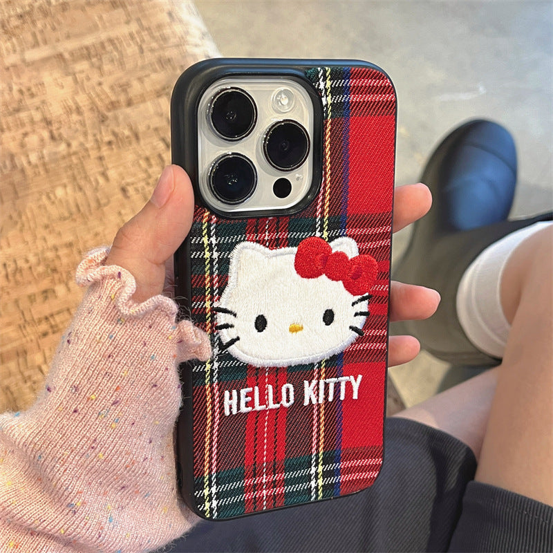 Retro Red Plaid Kitty Case