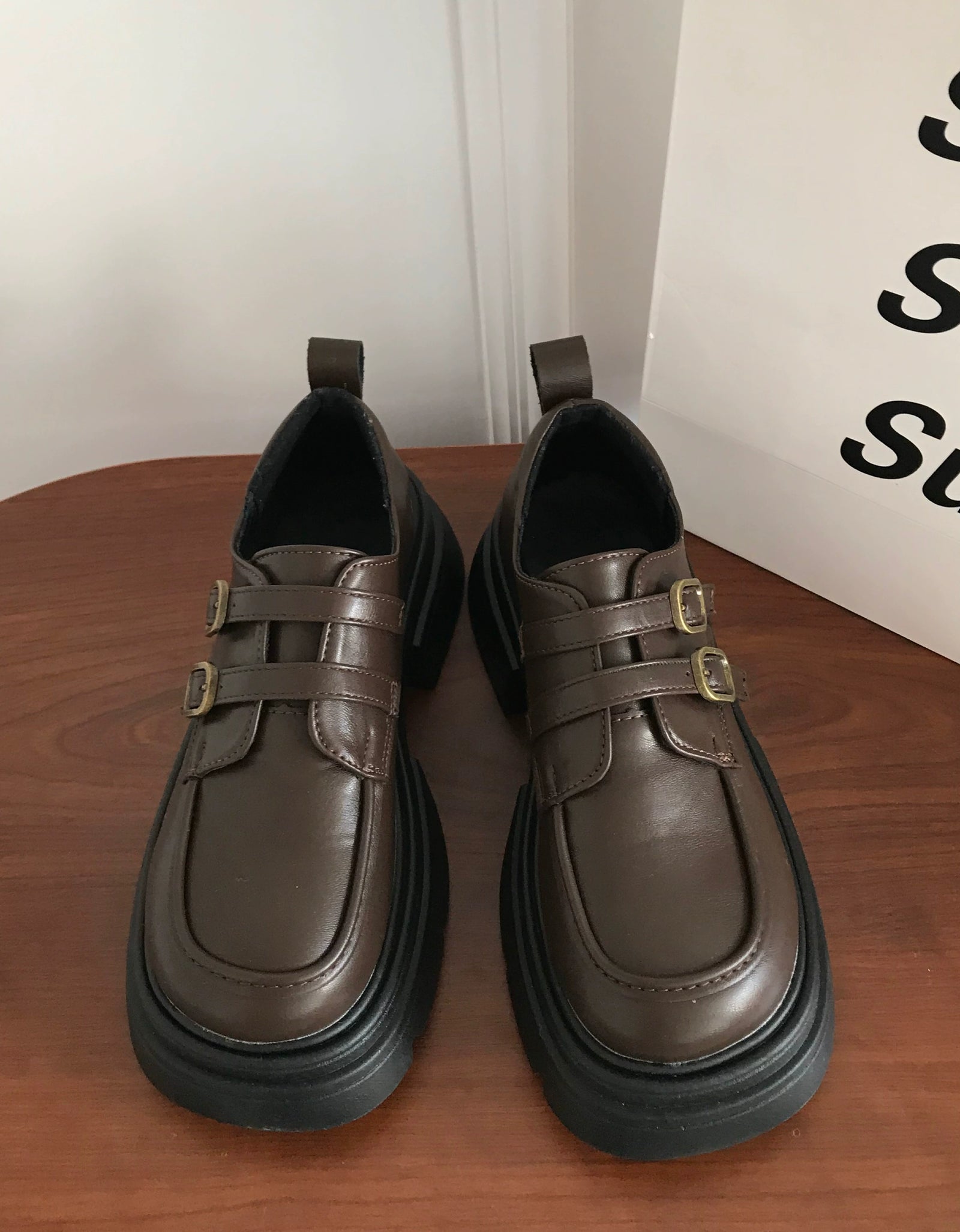 Double Buckle Platform Loafers