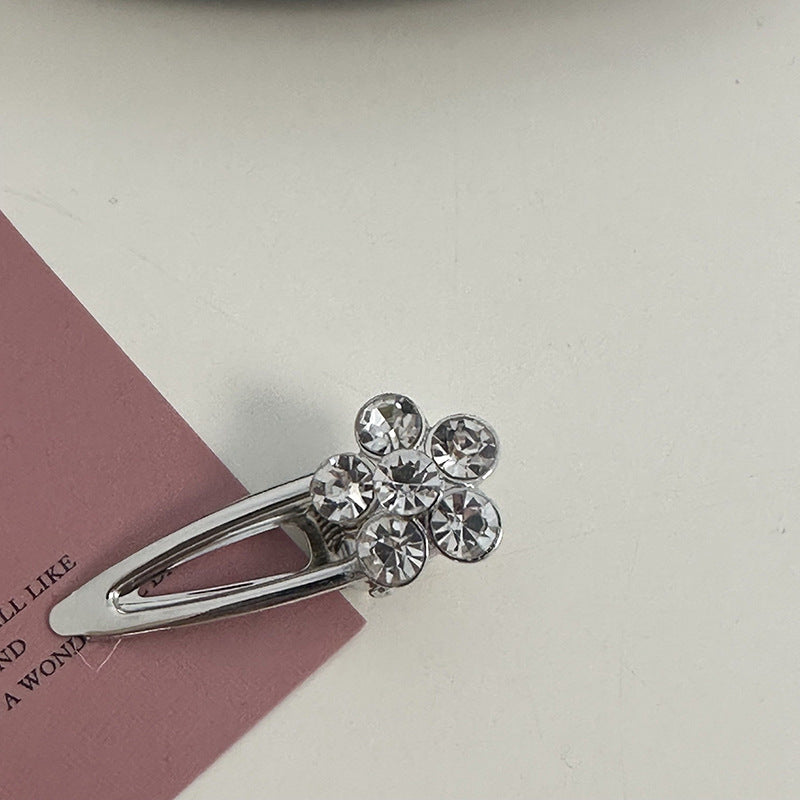 Silver Pink Crystal Hair Clips