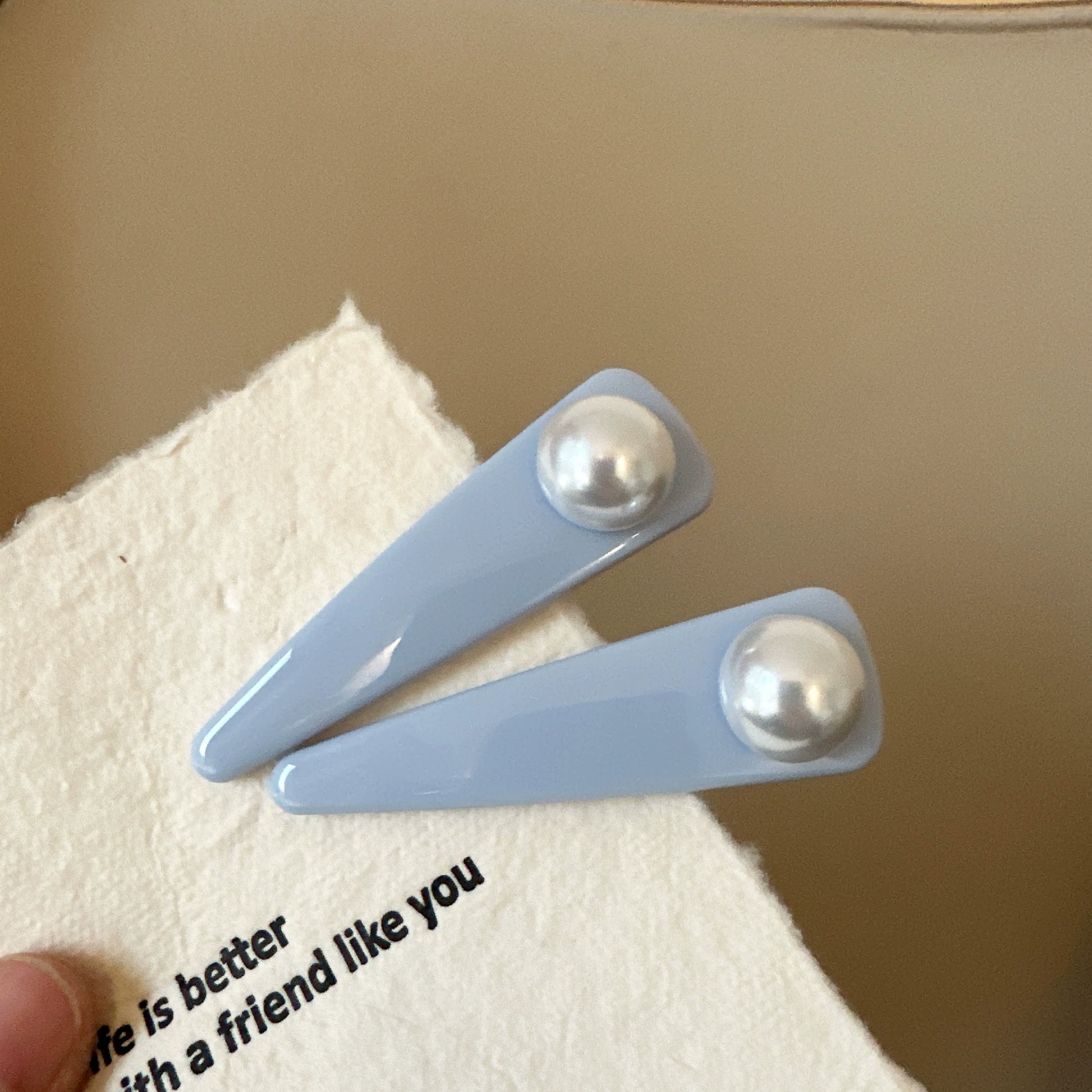 Sky Blue Pearl Clips