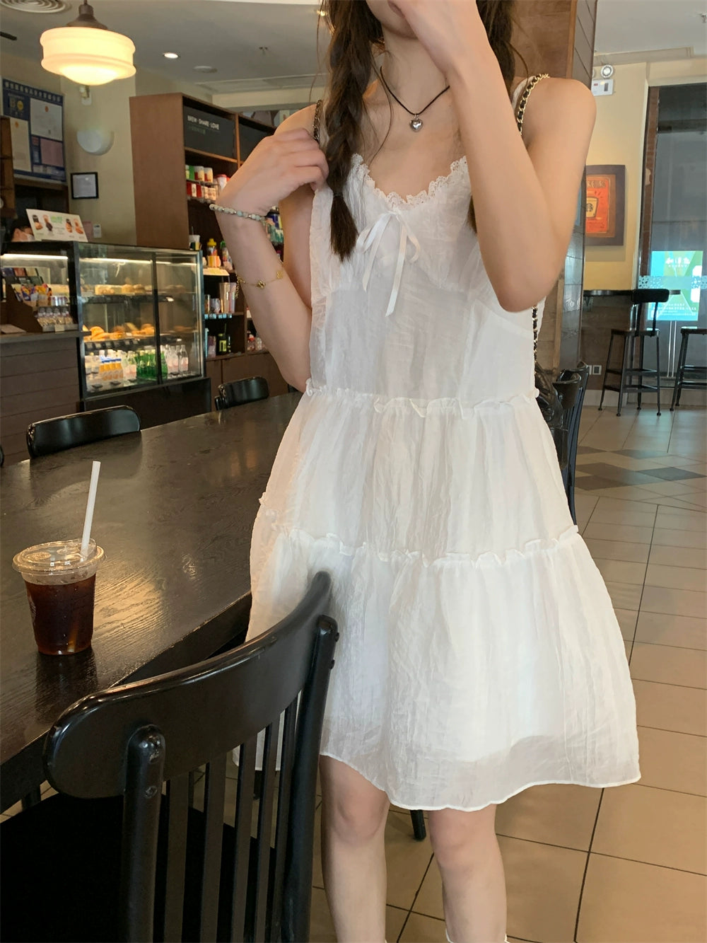 White Ruffled Sleeveless Tiered Summer Sundress