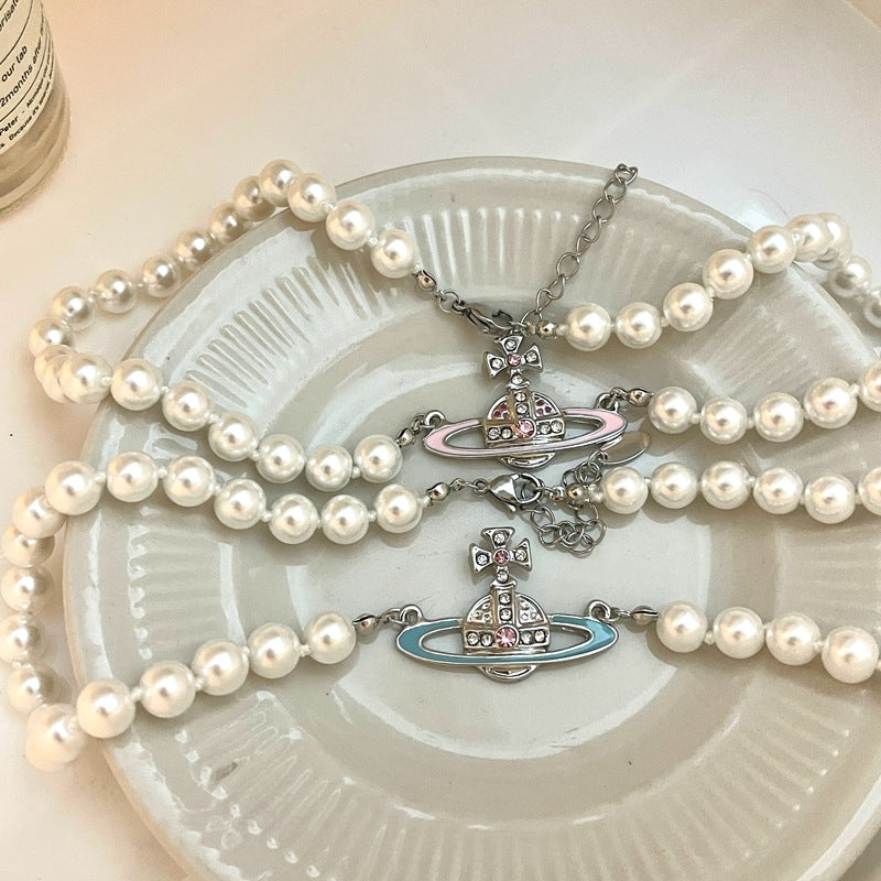 Huge Rhinestone Planet Necklace
