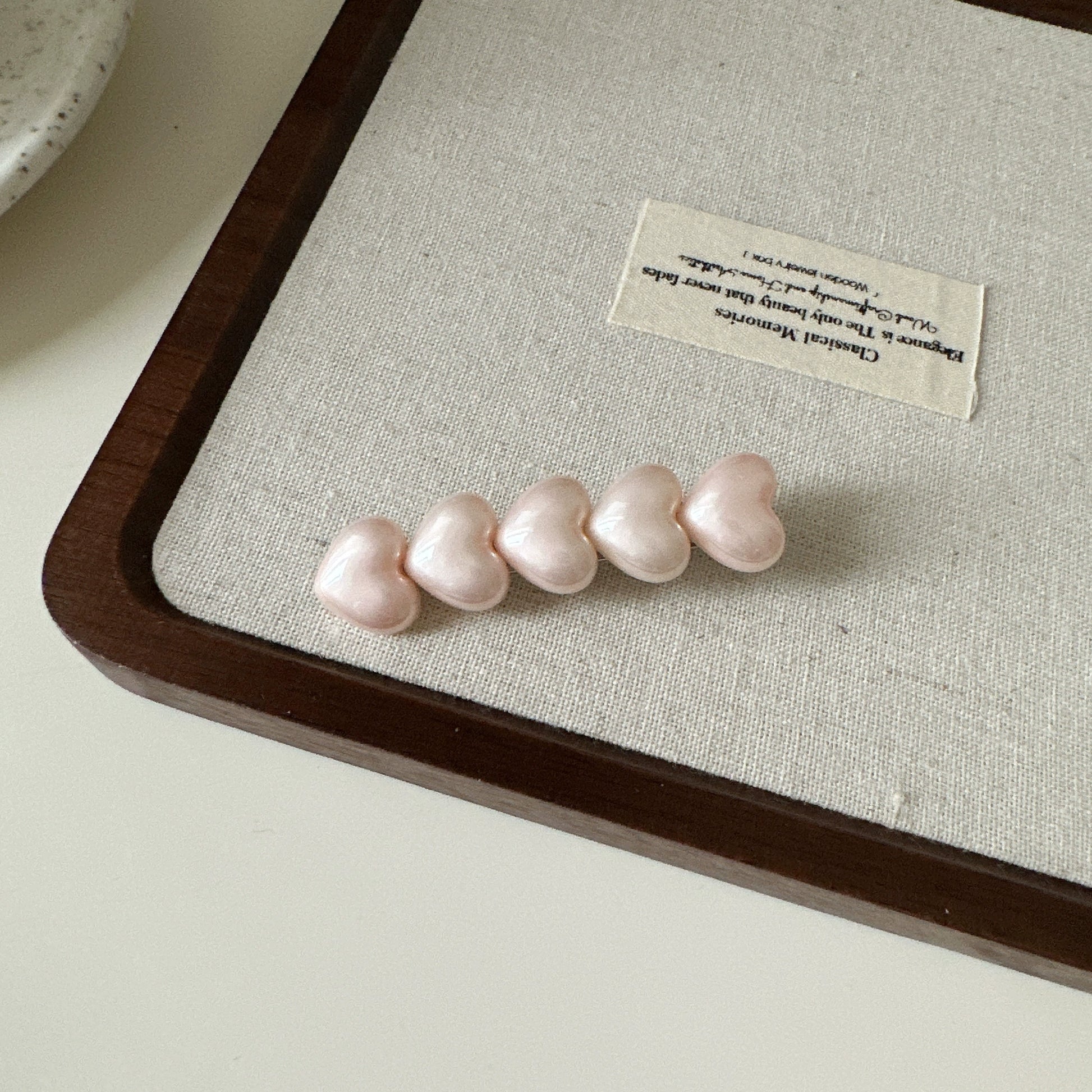 Pearl Heart Bow Clips