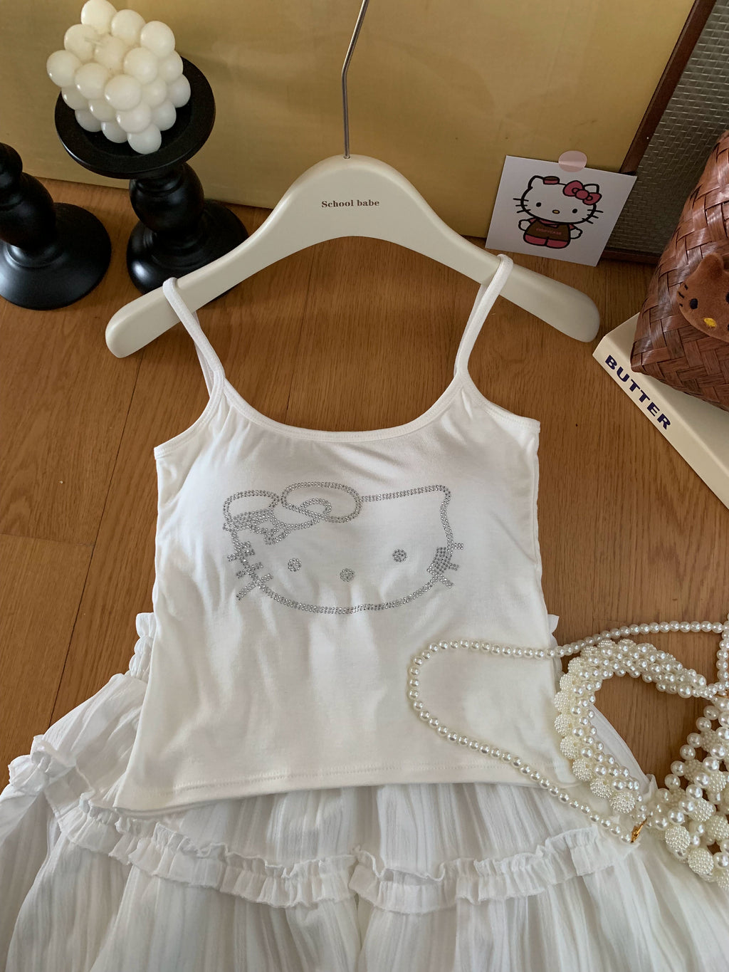 Rhinestone Kitty Cami
