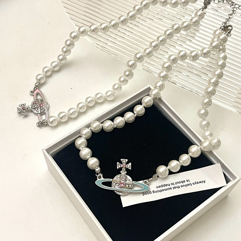 Huge Rhinestone Planet Necklace