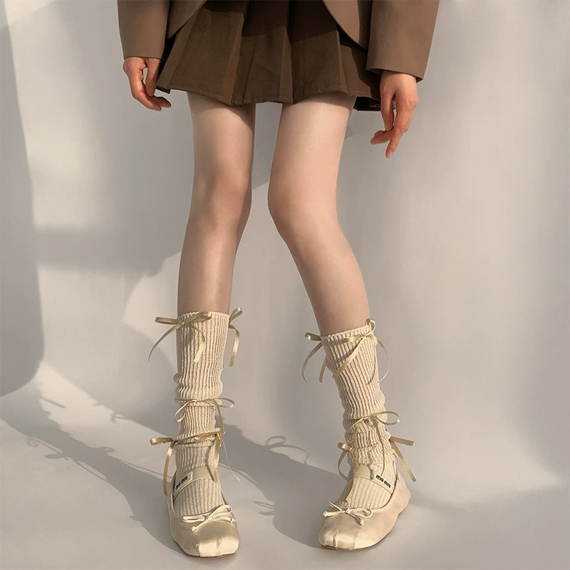 Glitter Lace-Up Knee High Socks