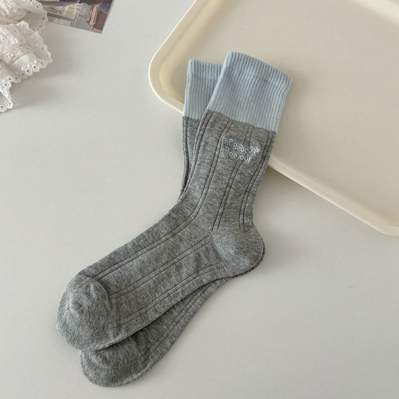 Contrast Colorblock Ribbed Socks