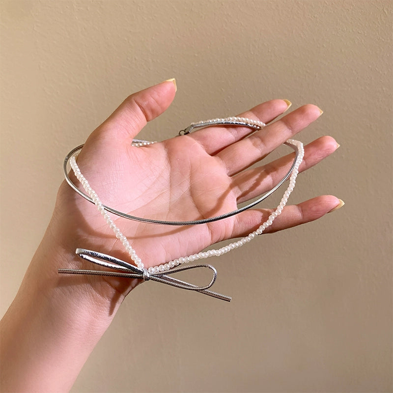 Silver Ribbon Layered Choker Jewelry
