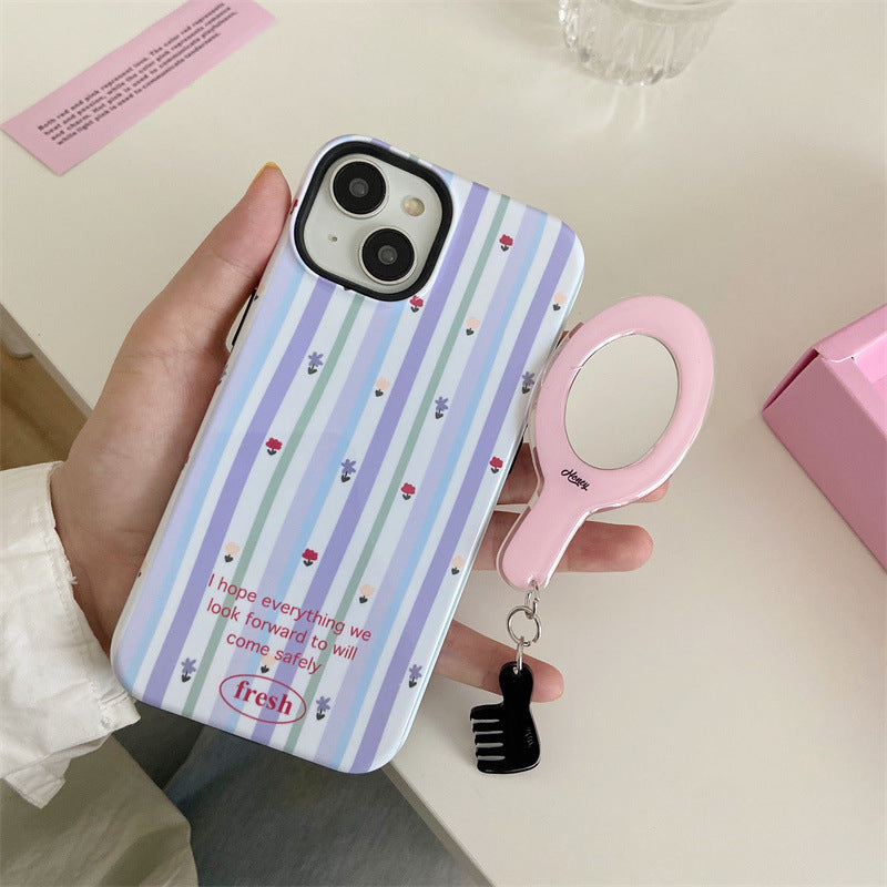 Retro Mirror Pop Socket Stripe Case