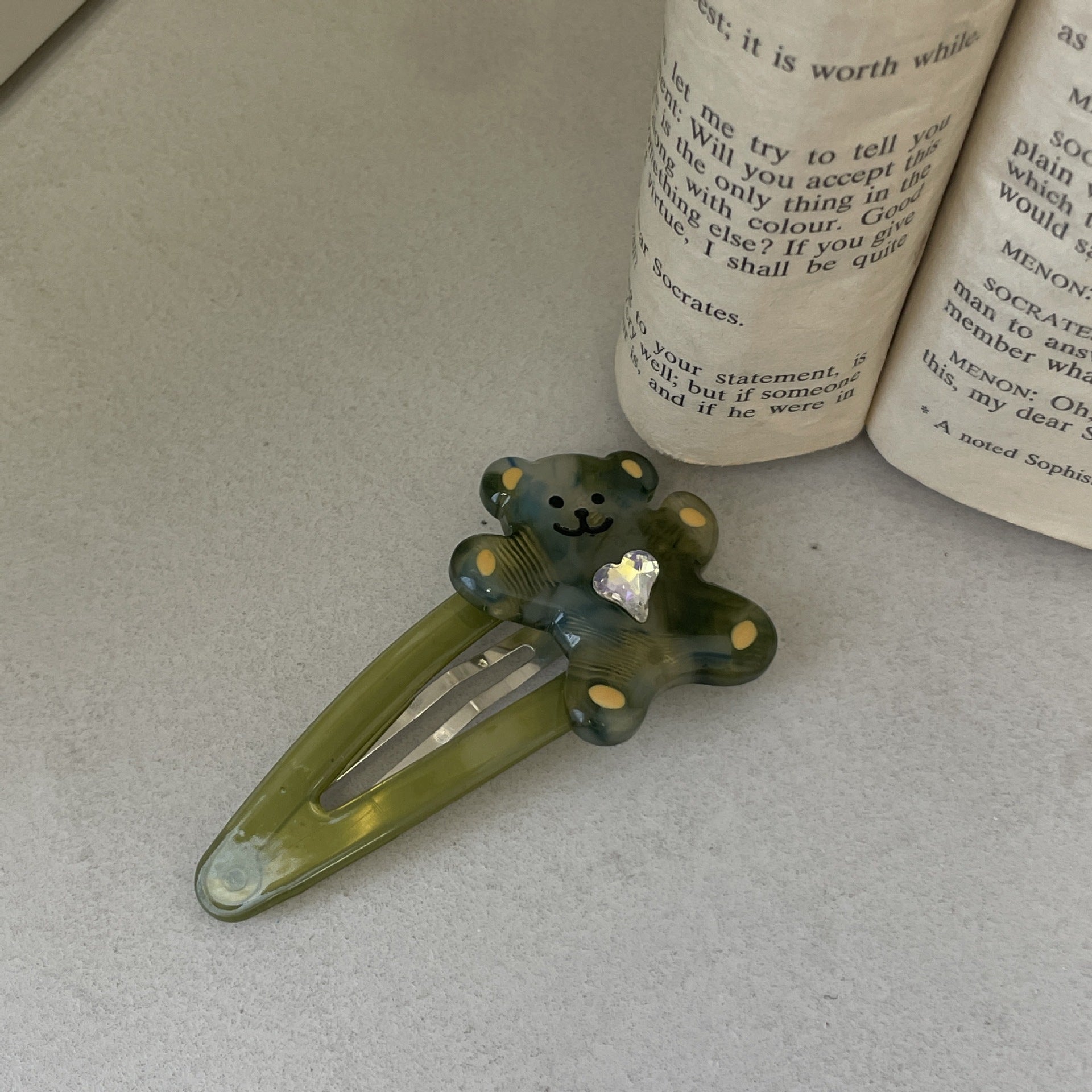 Mossy Teddy Hair Clip