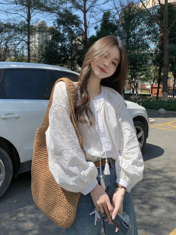 Boho Chic Lace Sleeve Blouse