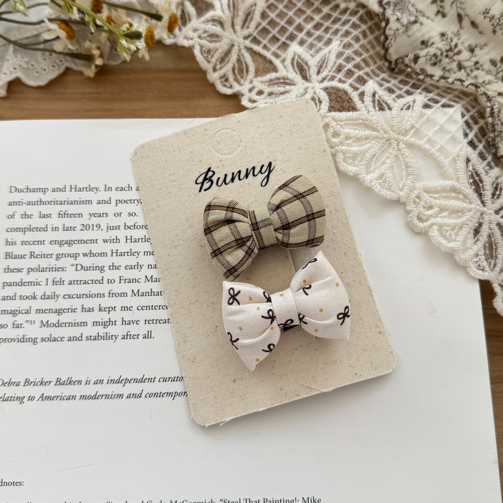 Vintage Plaid Cotton Bow Clips