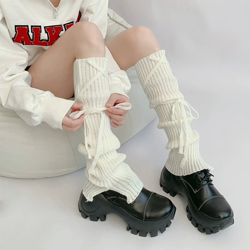 Soft Ribbed Drawstring Leg Warmer