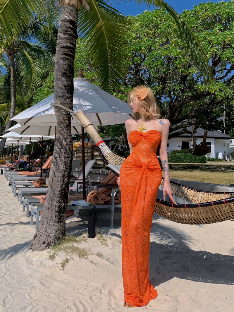 Chic Orange Resort Maxi Dress
