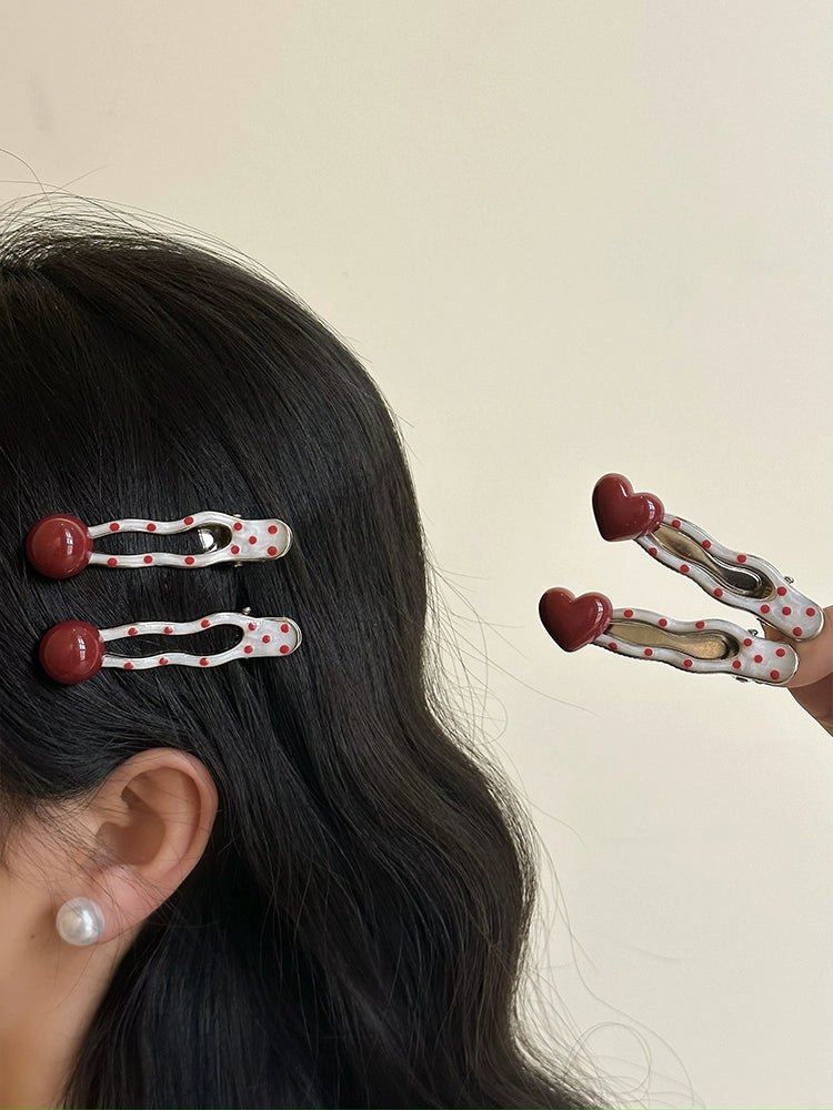 Kawaii Polka Metal Hair Clips