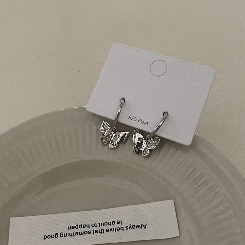 Mini Silver Butterfly Earring