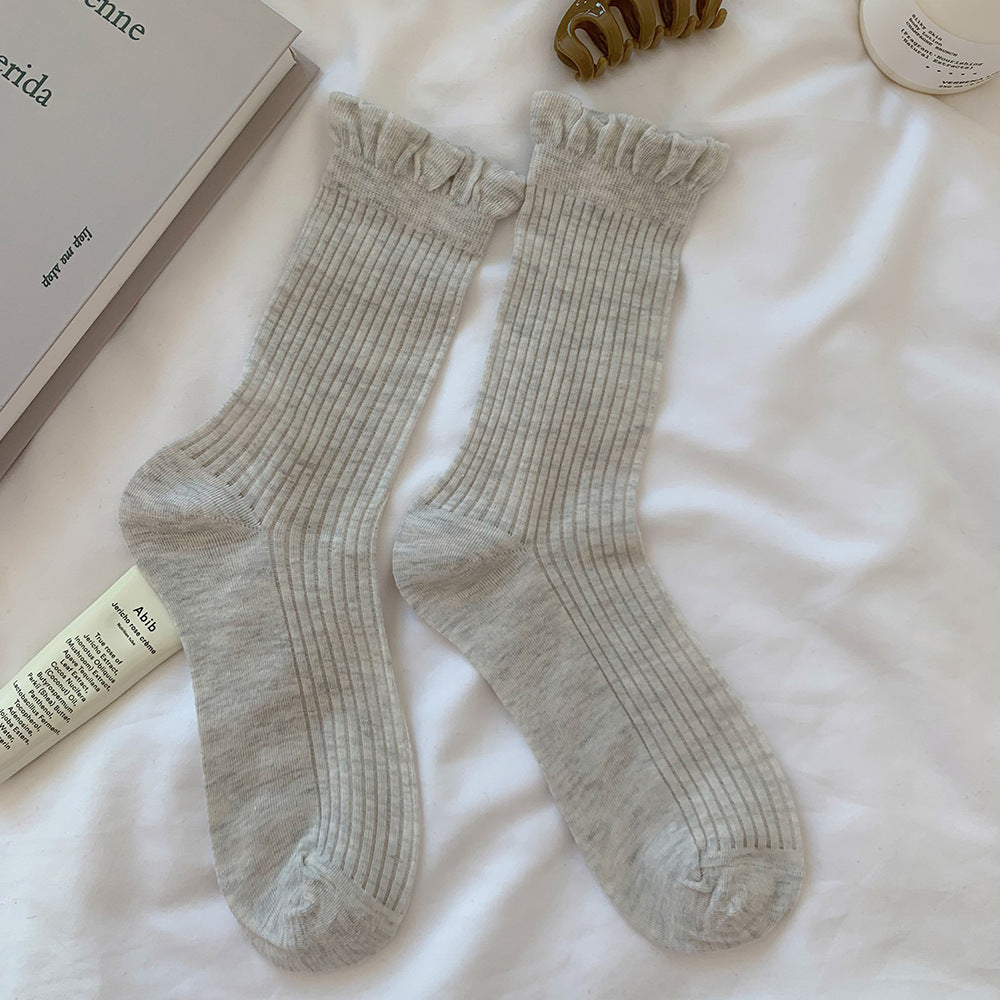 Ribbed Ruffle Top Socks