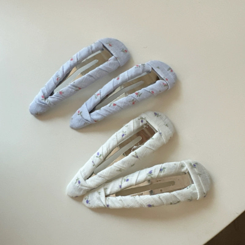 Ruched Floral Fabric Hair Clips