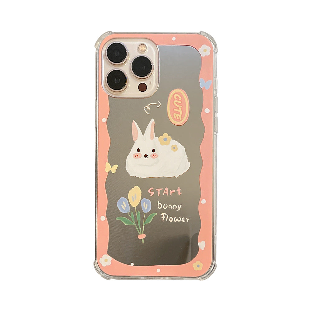 Start Bunny Flower Mirror Case