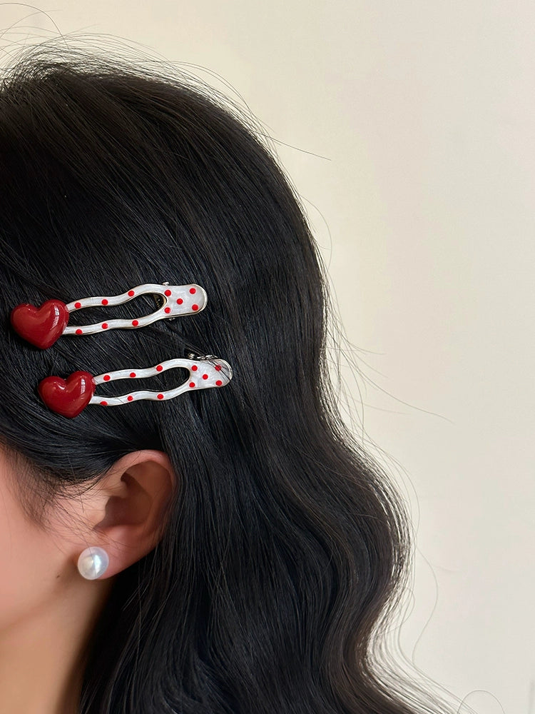 Kawaii Polka Metal Hair Clips