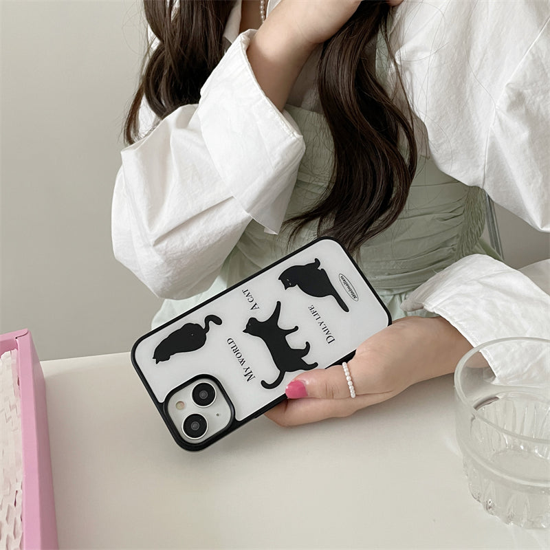 White Cat Black Letter Case