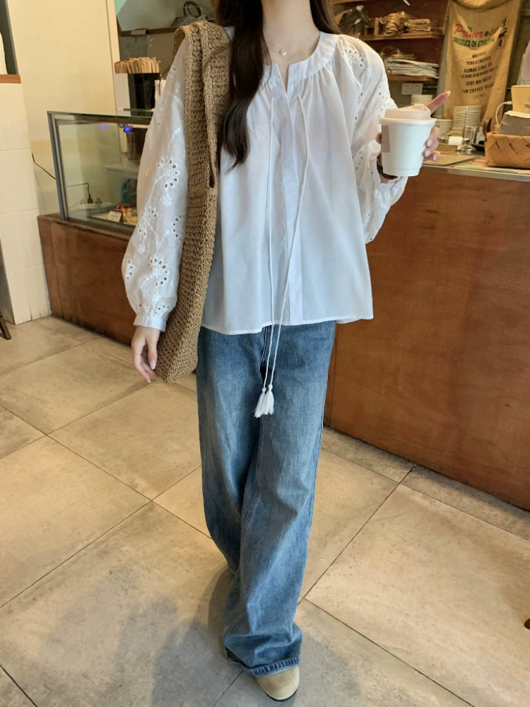 Boho Chic Lace Sleeve Blouse