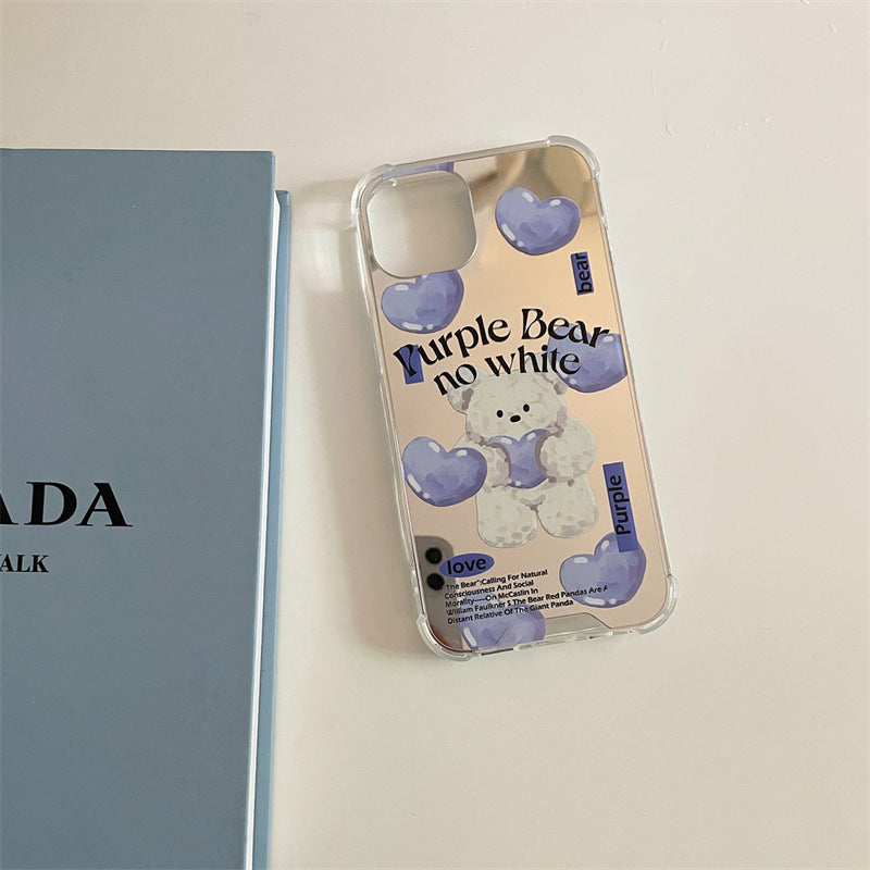 Purple Bear No White Mirror Case