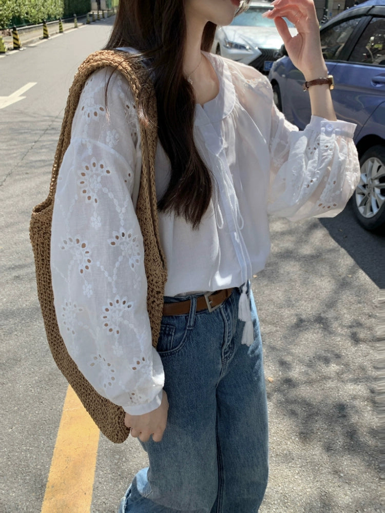 Boho Chic Lace Sleeve Blouse