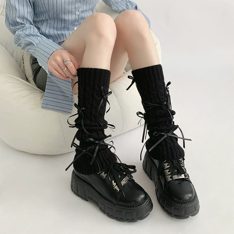 Olive Ribbed Lace-Up Leg Warmer