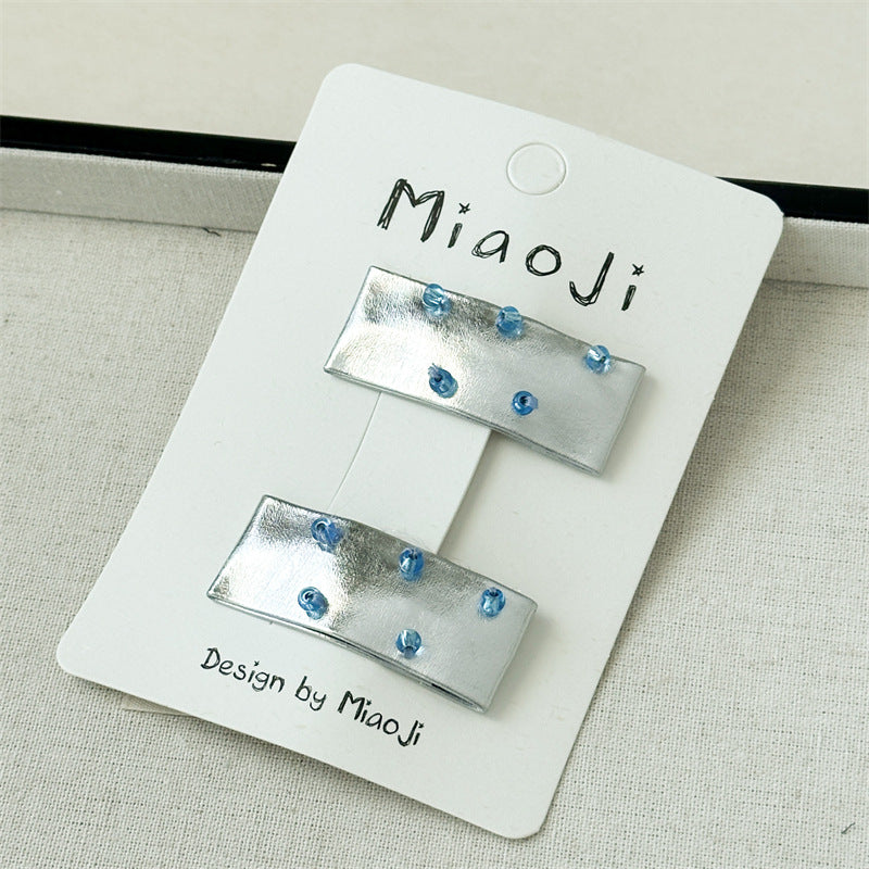 Silver Glitter Bow Clips