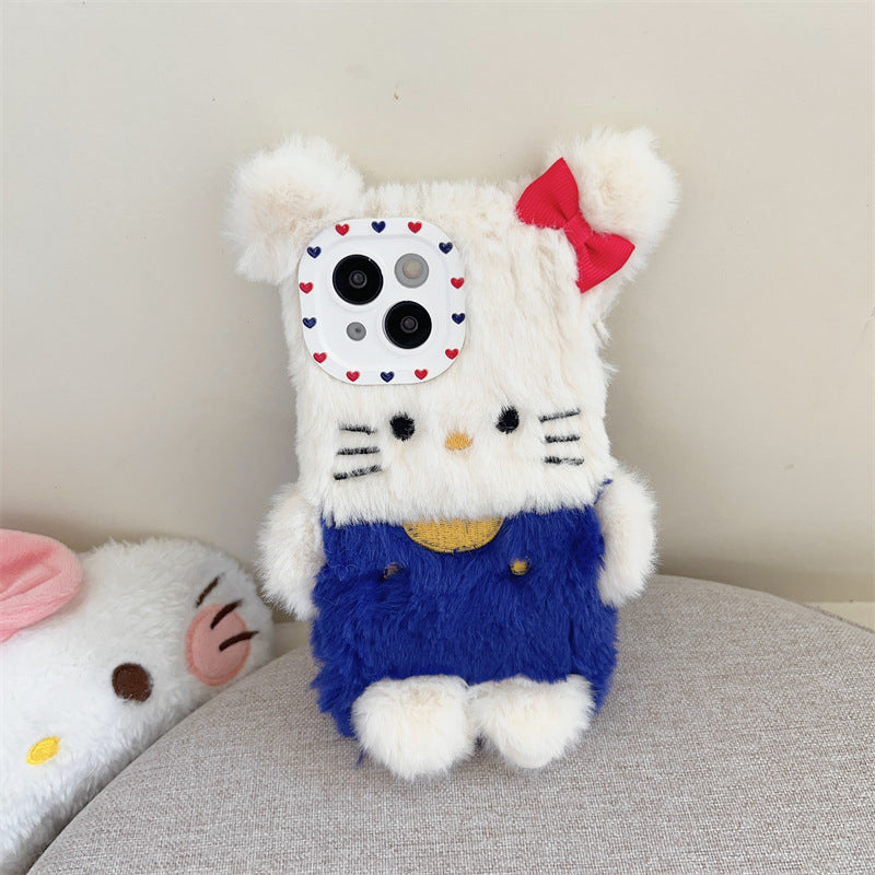 Blue Vest Kitty Plushie Case