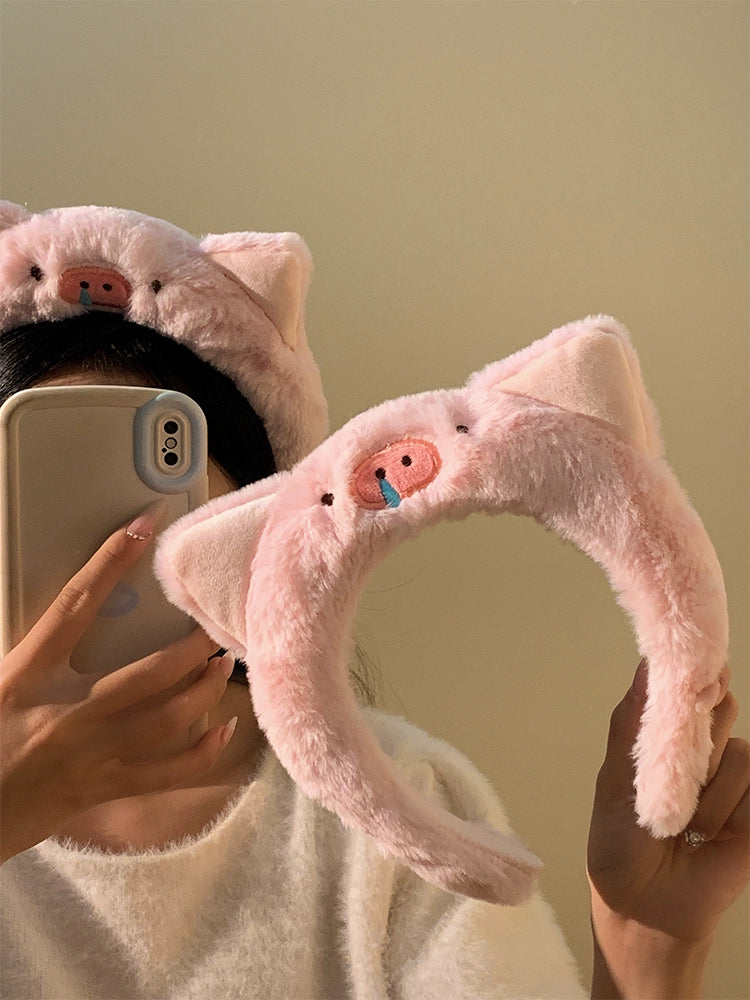 Fluffy Piggy Ear Hairband Accessory