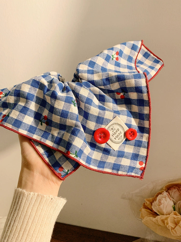 Cherry Gingham Handmade Hair Scrunchie