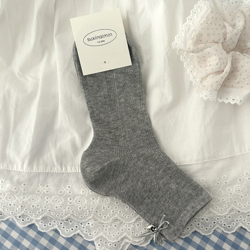 Ribbed Bell Bow Socks