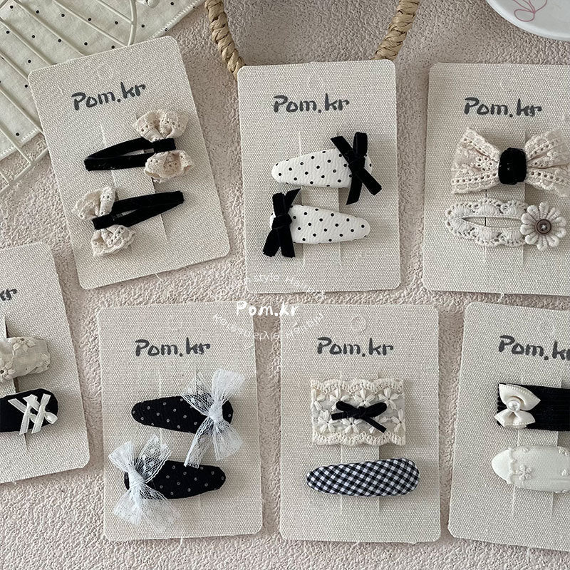 Monochrome Bow Hair Clip Set