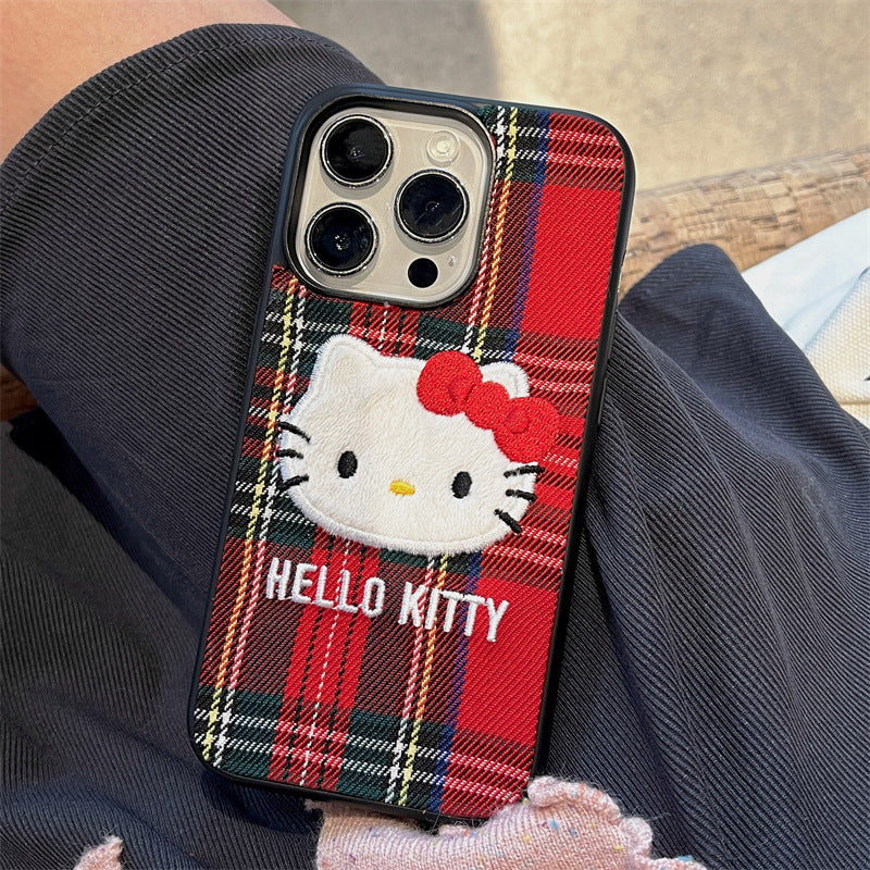 Retro Red Plaid Kitty Case