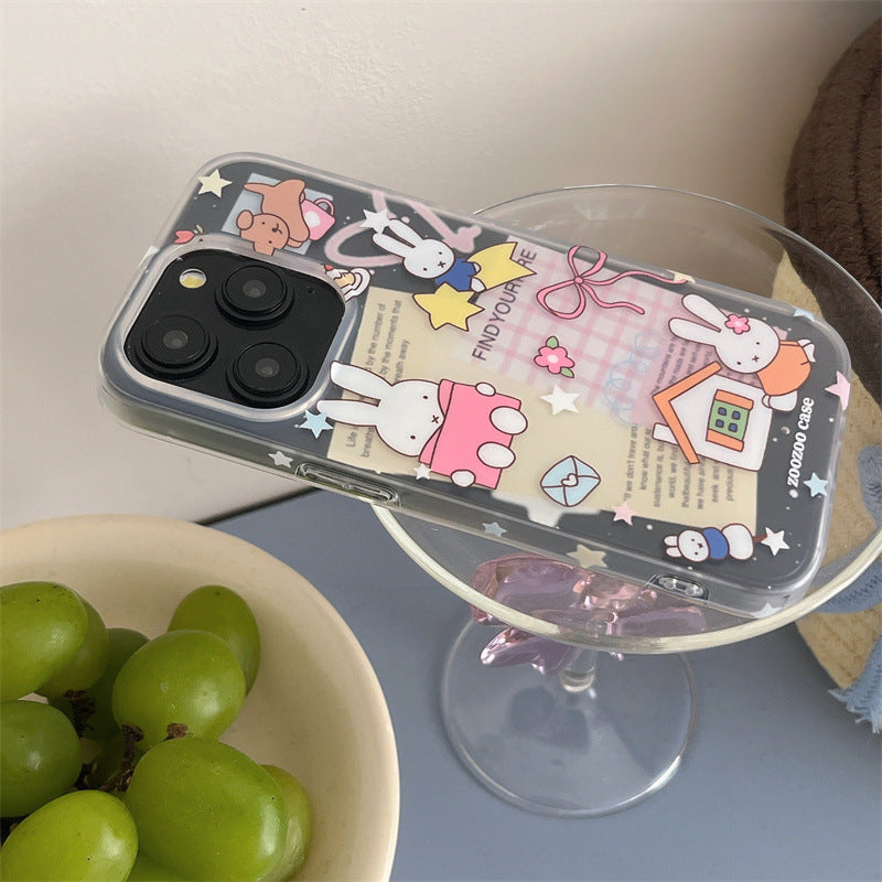 Cute Bunny Cartoon Clear Phone Case