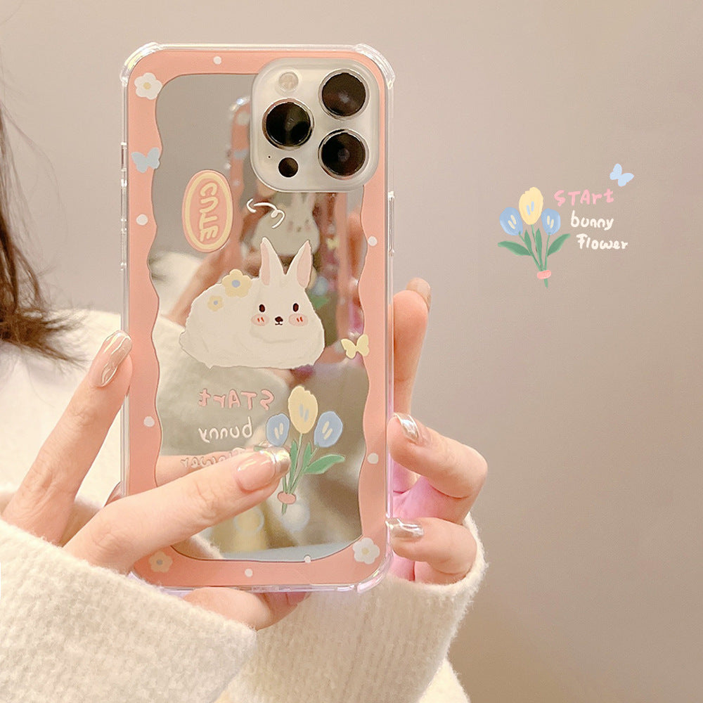 Start Bunny Flower Mirror Case