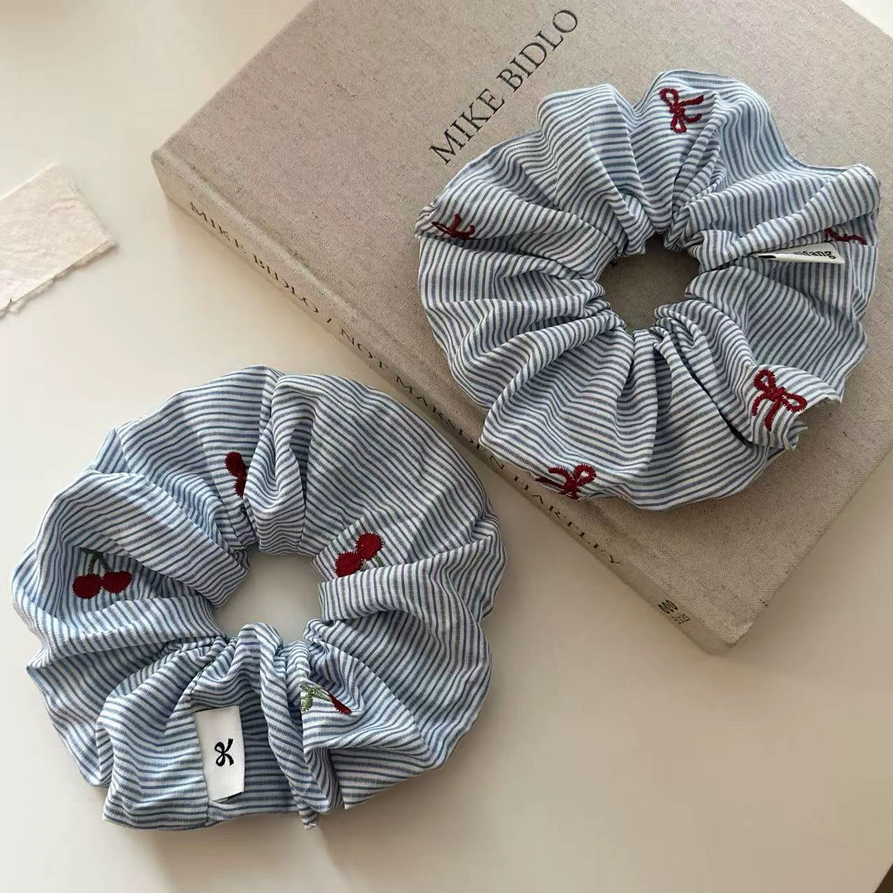 Blue Stripy Scrunchie