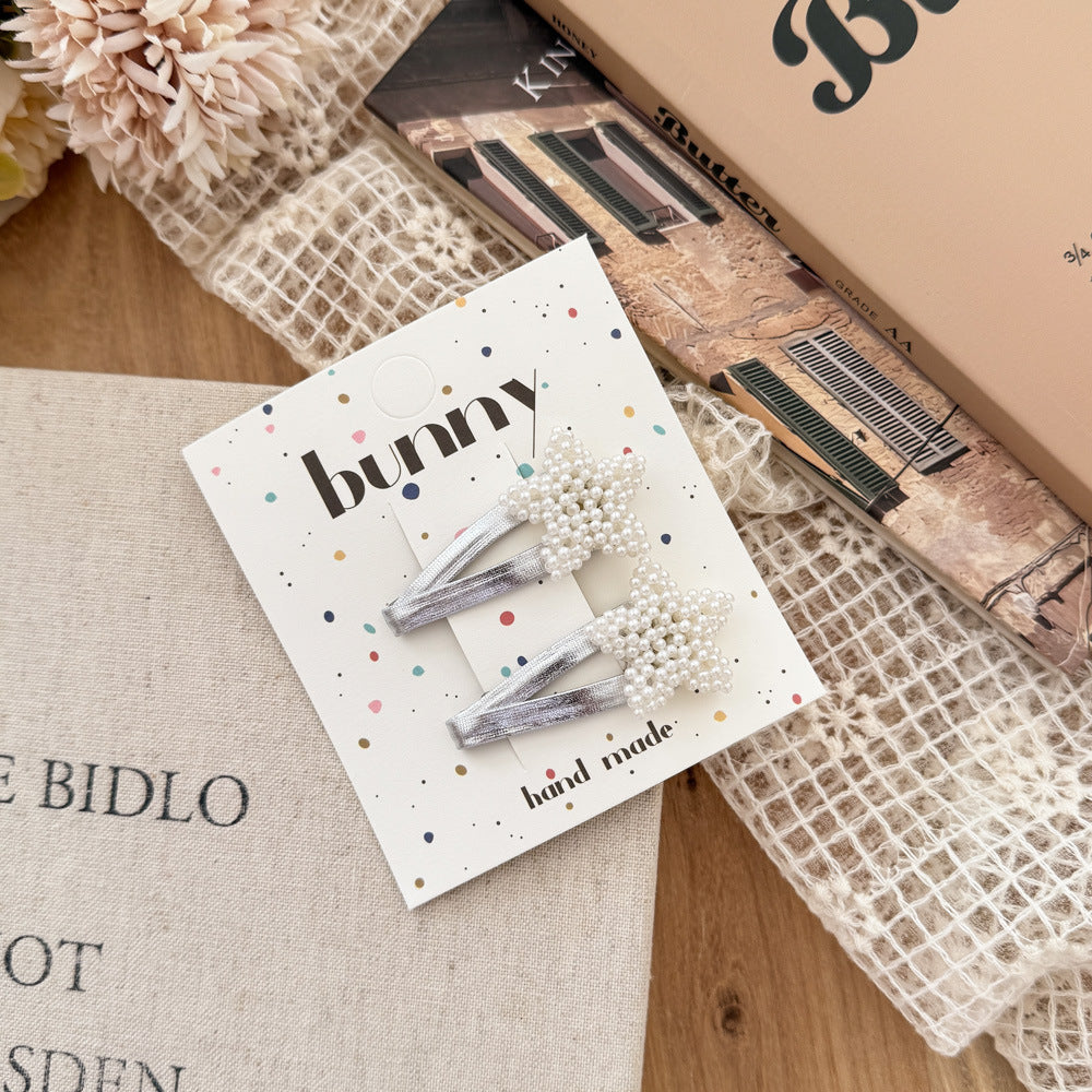 Elegant Silver Pearl Hair Clips