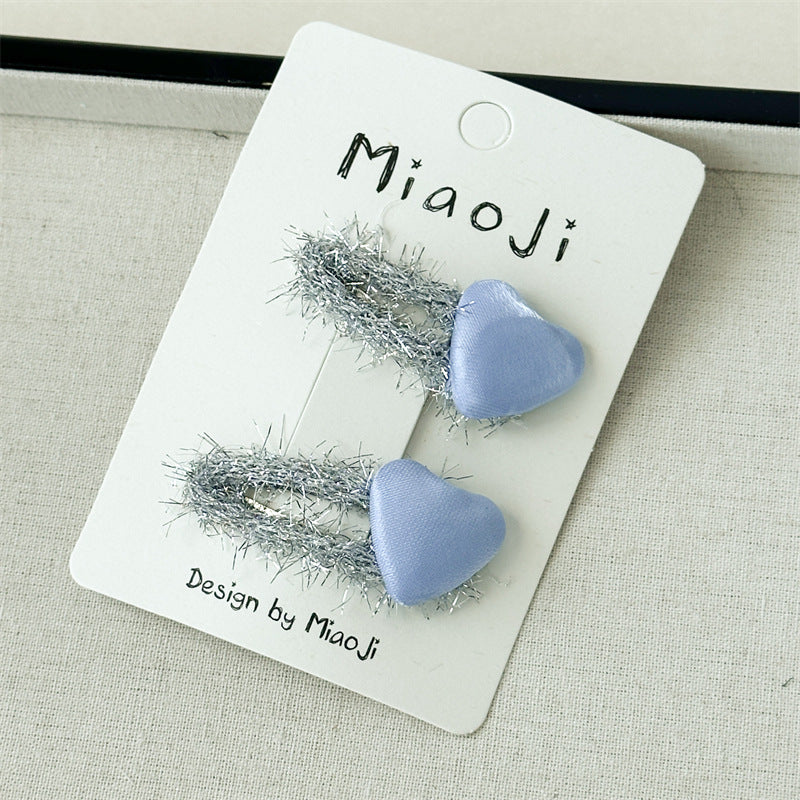 Silver Glitter Bow Clips